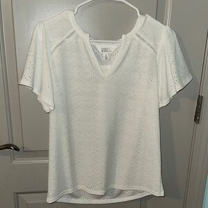 Market & Spruce Cream Eyelet Blouse